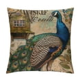 thumbnail image 1 of Orinice Peacock Graphic Decorative Cotton Linen Throw Pillow Cover for Home Couch Bedroom Sofa Car - Pack of 1 18x18in, 1 of 5
