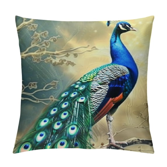 Orinice Peacock Graphic Decorative Cushion Throw Pillow Cover - Aesthetic Home Décor - 1PC Pack - Suitable for Men, Women, Boys, Girls - for Home, Couch, Living Room, Bed, Sofa - Pillow Case 24x24in