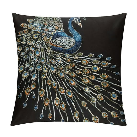 Orinice Peacock Tail Art Nouveau Graphic Decorative Throw Pillow Cover for Home Couch Living Room Bed Sofa - High-quality, Multipurpose Use, 1PC 22x22in