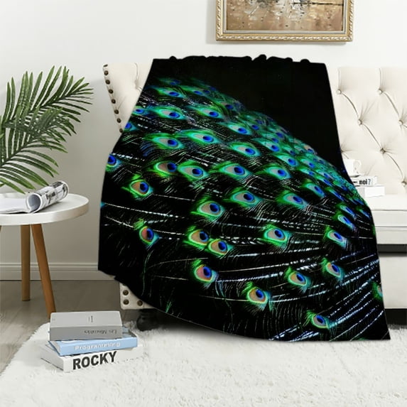 Orinice Peacock Warm Lightweight Blanket Soft Fleece Blankets for All Seasons - Excellent Hand Feel, Living Room Sofa Decor, Cow Gifts - Multiple Sizes Available 40x50in