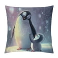 thumbnail image 1 of Orinice Penguin Baby Snow Graphic Decorative Cushion Cover for Home Couch Living Room Bed Sofa Short Plush Winter Square 1PC 22x22in, 1 of 5