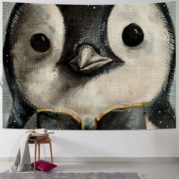 Orinice Penguin Bow Tie Tapestry Wall Hanging Unique Style Graphic Tapestries Home Wall Decor Art for Living Room Bedroom Apartment Farmhouse Dorm 40x30inch