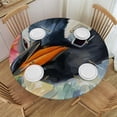 thumbnail image 1 of Orinice Penguin Flowers Round Table Cover Stain Resistant Washable Indoor Outdoor Tablecloth Kitchen Dining Wedding Parties Picnic Farmhouse 100% Polyester Fiber 38-42, 1 of 8
