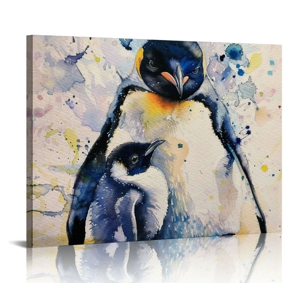 Orinice Penguin Penguinling Birds Fine Art Aesthetic Poster & Print Wall Painting for Office Farmhouse Decor 16x12in