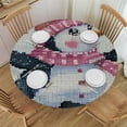 thumbnail image 1 of Orinice Penguin Snowman Hat Scarf Round Table Cover Stain Resistant Washable Indoor Outdoor Tablecloth Kitchen Dining Wedding Parties 100% Polyester Fiber 38-42, 1 of 8