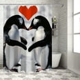 thumbnail image 1 of Orinice Penguins Kissing Heart Bathroom Decor Set with Hooks 100% Polyester Fabric Shower Curtain Set for Bathroom 36x72, 1 of 7