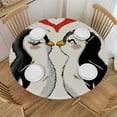 thumbnail image 1 of Orinice Penguins Kissing Heart Round Table Cover Stain Resistant Washable Indoor Outdoor Tablecloth Kitchen Dining Wedding Parties 100% Polyester Fiber 42-46, 1 of 8