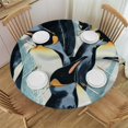 thumbnail image 1 of Orinice Penguins Round Table Cover Stain Resistant Washable Indoor Outdoor Tablecloth Kitchen Dining Wedding Parties Picnic Camping 100% Polyester Fiber 31-35, 1 of 8