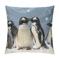 thumbnail image 1 of Orinice Penguins Snow Cute Graphic Decorative Cushion Throw Pillow Cover Short Plush Winter High-Quality 1PC 12x12in, 1 of 5