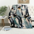 thumbnail image 1 of Orinice Penguins Snow Watercolor Painting Warm Lightweight Blanket Soft Fleece Blankets  All Seasons Super Soft Blanket for Bed Couch Sofa Office Decor 100 x 130cm 130 x 150cm 150 x 200cm 40x50in, 1 of 6