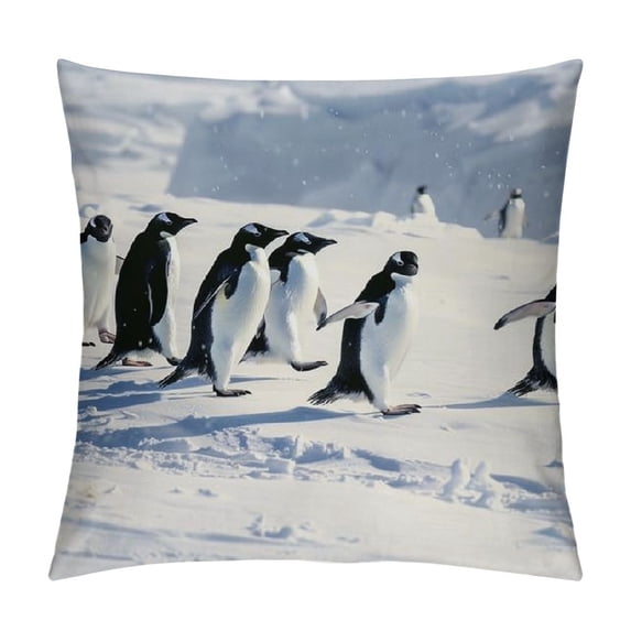 Orinice Penguins Snow Wildlife Graphic Decorative Cushion Throw Pillow Cover for Home Couch Living Room Bedroom, Winter Pillow Case 1PC 18x18in