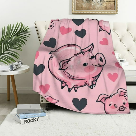 Orinice Pig Blanket Gifts for Kids Adults I Love Pigs Soft Warm Lightweight Cozy Pink Kawaii Cartoon Animal Throw Blankets for Bed Living Room Sofa Couch Birthday Deco 40x50in