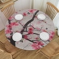 thumbnail image 1 of Orinice Pink Flowers Round Table Cover Stain Resistant Washable Indoor Outdoor Tablecloth Kitchen Dining Wedding Parties 100% Polyester Fiber 46-50, 1 of 8