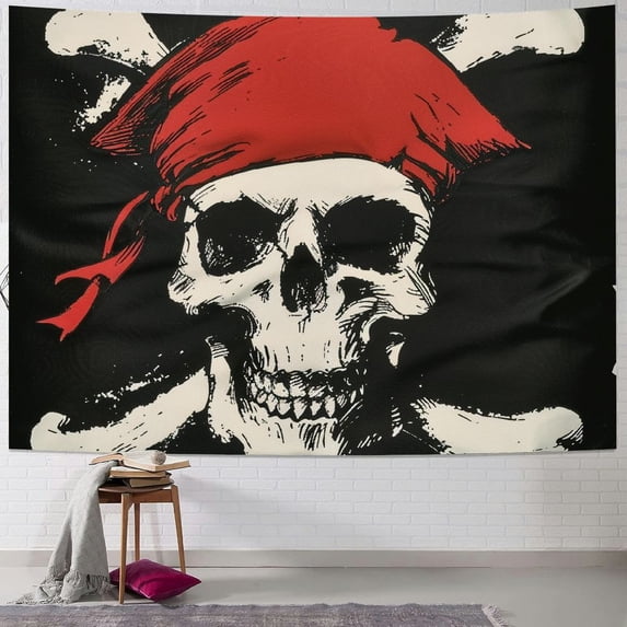 Orinice Pirate Skull Tapestry Wall Hanging Unique Style Graphic Tapestries Home Wall Decor Art for Living Room Bedroom Apartment Farmhouse Dorm 40x60inch