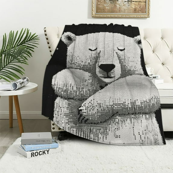 Orinice Polar Bear Warm Lightweight Blanket Soft Fleece Blankets for All Seasons - Decorative Throw Blanket for Living Rooms, Sofa, Office - Multiple Sizes Available 50x60in