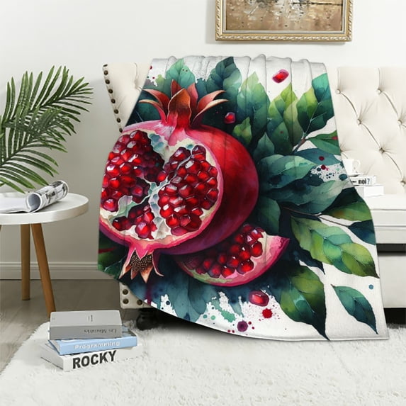Orinice Pomegranate Warm Lightweight Blanket Soft Fleece Throw Blanket for All Seasons, Living Room Sofa Decor, Cow Gifts, Flannel Material, Multiple Sizes 40x50in