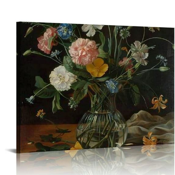 Orinice Printed Canvas Wall Art Moody Floral Wall Art Vintage Floral Dark College Decoration Copycat Core Prints Dark Floral Prints Modern Art Decorating in the Living Room Bedroom