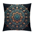 thumbnail image 1 of Orinice  Psychedelic Throw Pillow Cushion Cover, Round Flowers Floral Patterns Surreal Motif Boho Hippie Style Image, Decorative Square Accent Pillow Case,  White, 1 of 5