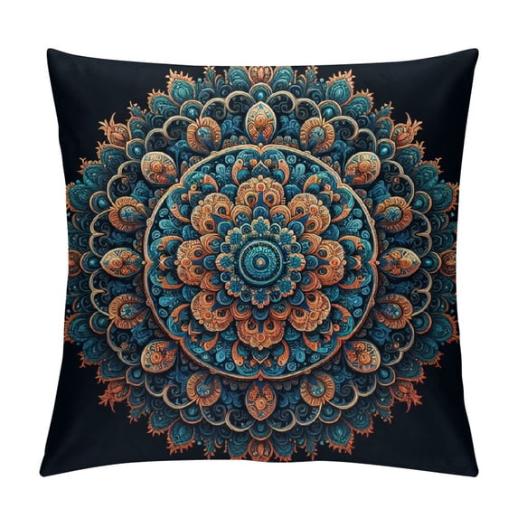 Orinice Psychedelic Throw Pillow Cushion Cover, Round Flowers Floral Patterns Surreal Motif Boho Hippie Style Image, Decorative Square Accent Pillow Case, White