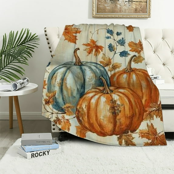 Orinice Pumpkin Fall Blanket - Warm, Fluffy & Fuzzy Throw Blanket, Soft, Cozy & Lightweight Blankets for Couch, Bed, Travel & Outdoor Use, Ideal for Adults Kids Women Girls 60x80in