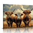 thumbnail image 1 of Orinice  Pumpkins Highland Cows - Fall Farm Decor Aesthetic Poster - Funny Cow Pictures Canvas Prints - Modern Home Bedroom Decor Poster - Ready to Hang   16x12in, 1 of 6