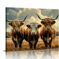 thumbnail image 1 of Orinice  Pumpkins Highland Cows - Fall Farm Decor Aesthetic Poster - Funny Cow Pictures Canvas Prints - Modern Home Bedroom Decor Poster - Ready to Hang   20x16in, 1 of 6
