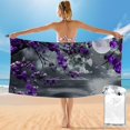 thumbnail image 1 of Orinice Purple Flowers Full Moon Quick Dry Bath Towel 27.5x55in Ultra-Fine Fiber Lightweight Compact 55x27.5in, 1 of 7