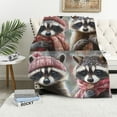 thumbnail image 1 of Orinice Raccoon Adventures Throw Blanket   Animal Portraits Blankets for Cozy Bedroom Decor,  Polyester, Raccoon Gifts for Animal Lovers Women 60x80in, 1 of 6