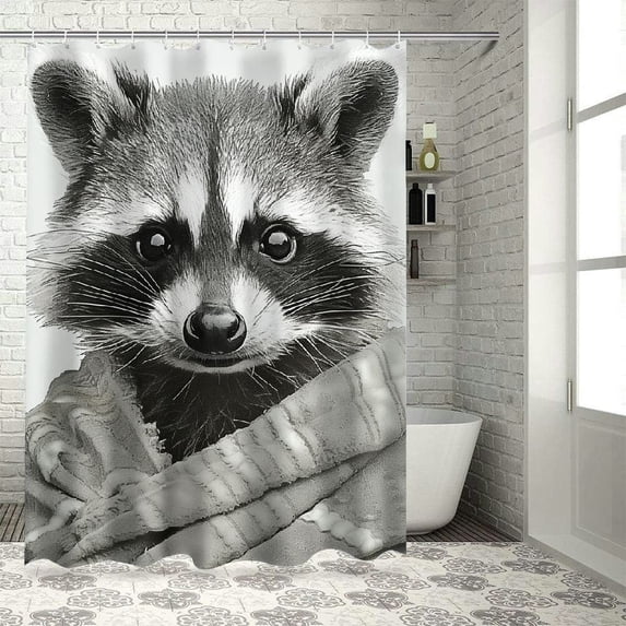 Orinice Raccoon Bathroom Decor Set Colorful Luxurious Graphic Print Polyester Fabric Fashion with Hooks Shower Curtain Washable Multi Size Waterproof Shower Curtain for Bathroom 60x72