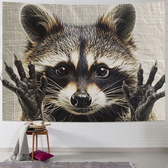 Orinice Raccoon Sharp Claws Furry Art Tapestry Wall Hanging Unique Style Graphic Tapestries Home Wall Decor for Living Room Bedroom Apartment Farmhouse Dorm 40x60inch