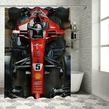 Orinice Race Car Bathroom Decor Set - Colorful Luxurious Graphic Print Polyester Fabric Shower Curtain Set with Hooks 36x72