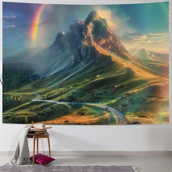 Orinice Rainbow Mountain Road Tapestry Wall Hanging Unique Style Graphic Tapestries for Home Decor Living Room Bedroom Apartment Farmhouse Dorm - Decorations for Dorm Tapestry Home Decor 40x30inch