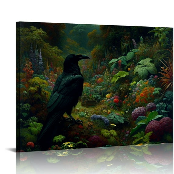 Orinice Raven Garden Mystery Fine Art Aesthetic Poster & Print Wall Painting for Home Office Decor Canvas Prints Living Room Bedroom 20x16in