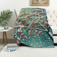 thumbnail image 1 of Orinice Red Berries Snow Warm Lightweight Blanket Soft Fleece Throw Blanket for All Seasons - Ideal for Living Rooms, Sofa Decor, and Cow Gifts - Multiple Sizes Available 60x80in, 1 of 6