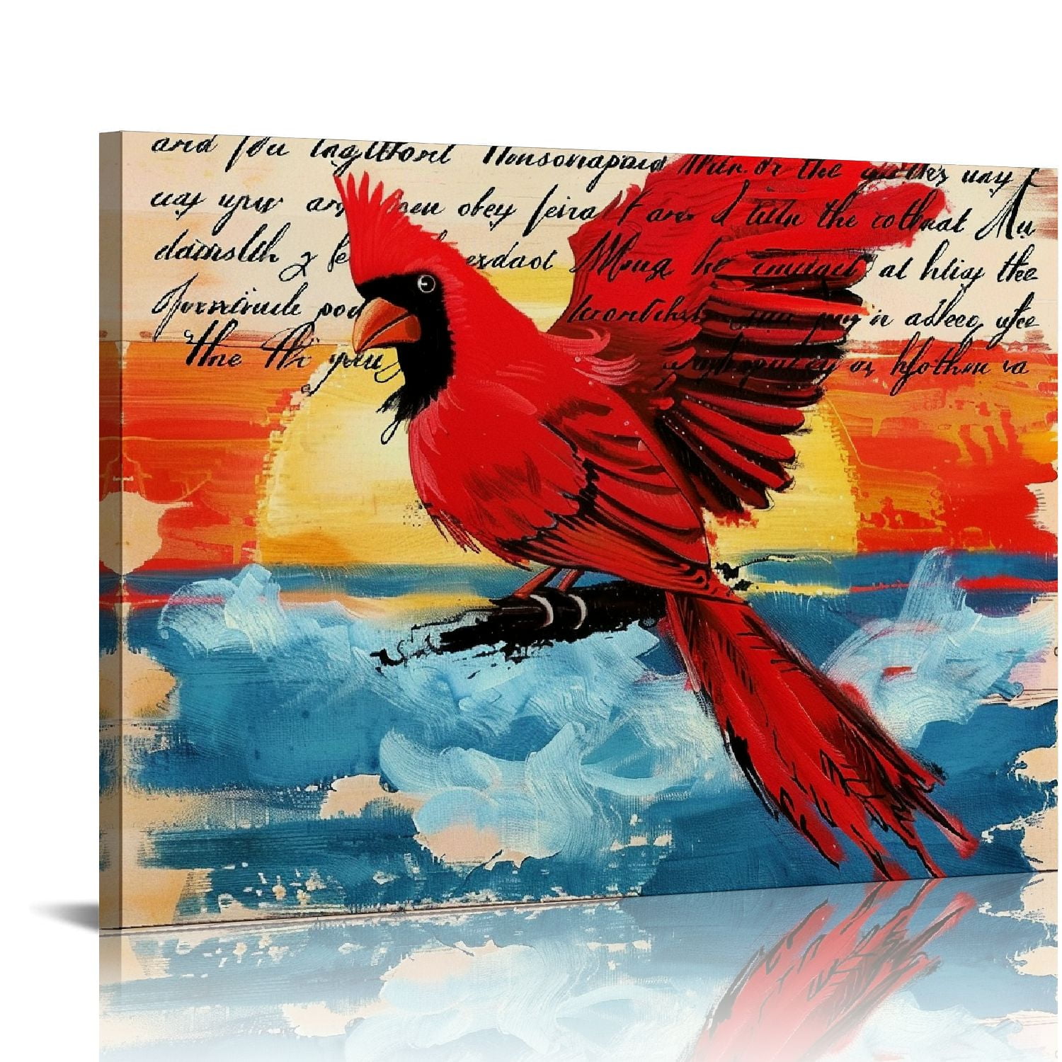 Orinice red bird fine art aesthetic poster print wall painting for