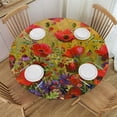 thumbnail image 1 of Orinice Red Flowers Round Table Cover Stain Resistant Washable Indoor Outdoor Tablecloth Kitchen Dining Wedding Parties Picnic Camping 100% Polyester Fiber 31-35, 1 of 8
