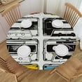 thumbnail image 1 of Orinice Retro Music Round Tablecloth Stain Resistant Washable Indoor Outdoor Kitchen Dining Wedding Parties Table Cloth 100% Polyester Fiber 54-58, 1 of 8