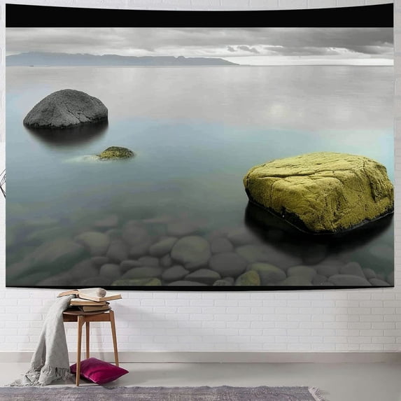 Orinice Rock Water Tranquility Tapestry Wall Hanging Unique Style for Home Decor - Graphic Tapestries for Living Room, Bedroom, Apartment, Farmhouse, and Dorm - 4 Sizes Available 40x60inch