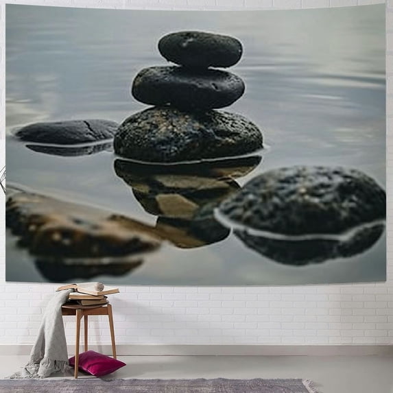Orinice Rocks Water Sky Tapestry Wall Hanging Unique Style Graphic Tapestries Home Wall Decor Art for Living Room Bedroom Apartment Farmhouse Dorm 50x40inch