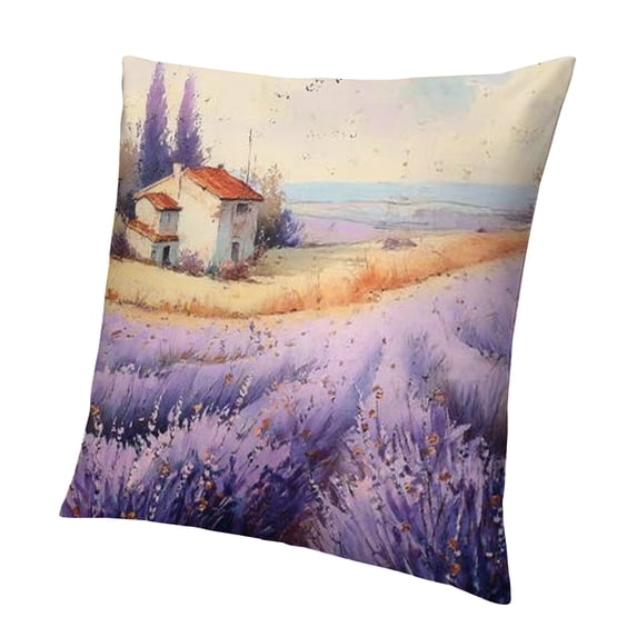 Orinice Romantic Lavender Flower Throw Pillow Covers , Purple Flowers Pillow Covers, Country House Rustic Cushion Covers, Realistice Farm Decorative Accent Pillow Cases 20x20in
