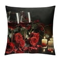 thumbnail image 1 of Orinice Roses Candles Wine Graphic Decorative Cushion Throw Pillow Cover for Home Couch Living Room Sofa, Soft and Durable 1PC 20x20in, 1 of 5