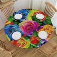 thumbnail image 1 of Orinice Roses Round Table Cover Stain Resistant Washable Indoor Outdoor Tablecloth Kitchen Dining Wedding Parties Elastic Edge 100% Polyester Fiber 54-58, 1 of 8