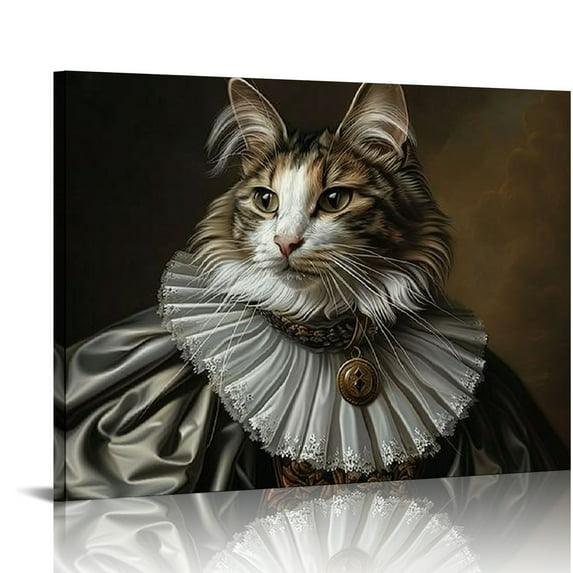 Orinice Royal Cat Portrait Renaissance Cat Painting Pet Lovers Gift Royal  Pet Portrait gift Animal Painting Wall Decor Gothic wall art Home decoration 20''X16'' 20x16in