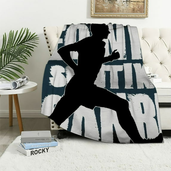 Orinice Running Man Warm Lightweight Blanket Soft Fleece Blankets All Seasons for Bed Couch Sofa Decor Cow Gifts 60x80in