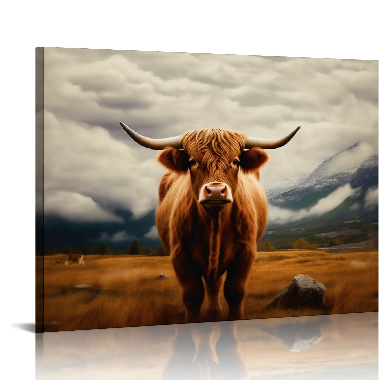 Rustic Fall Background Cow Orinice Rustic Farmhouse Decor, Boho Western Decor, Highland Cow ...