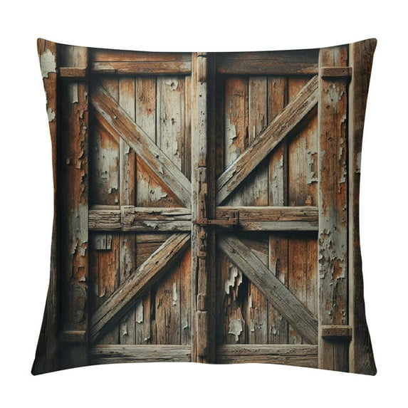 Orinice  Rustic Throw Pillow Cushion Cover, Vintage House Entrance Vertical Old Planks Distressed Weathered Hardwood Design, Decorative Square Accent Pillow Case,  White