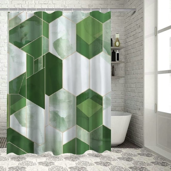 Orinice Sage Green Modern Shower Curtain for Bathroom, Geometric Art Decor Waterproof Bath Curtain, Abstract Fabric Shower Curtain Sets for Home Decor, 36x72