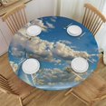 thumbnail image 1 of Orinice Sailboat Ocean Clouds Round Table Cover Stain Resistant Washable Indoor Outdoor Tablecloth Kitchen Dining Wedding Parties Outdoor Fitted 100% Polyester Fiber 31-35, 1 of 8
