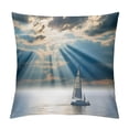 thumbnail image 1 of Orinice Sailboat Ocean Sunbeams Graphic Decorative Cushion Throw Pillow Cover for Home Couch Living Room Bed Sofa Summer Square 1PC 18x18in, 1 of 5