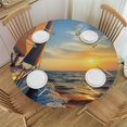 thumbnail image 1 of Orinice Sailboat Ocean Sunset Round Table Cover Stain Resistant Washable Indoor Outdoor Tablecloth Kitchen Dining Wedding Parties 100% Polyester Fiber 31-35, 1 of 8